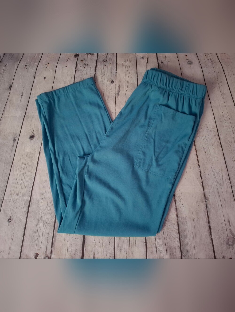EUC Dlooda Teal Linen Cropped Pants - Large